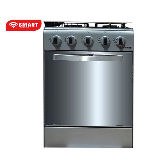 Cuisinière - Gaz 4 Feux Avec Four STC- 5050S - lnox/Gris - Garantie 6 mois