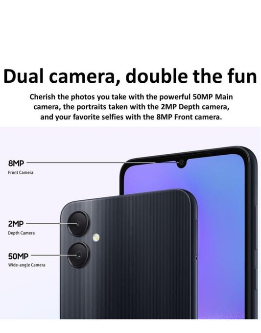 Galaxy A05-4G-2 SIM - 6.7"-4/64Go-50Mpx -5000 MAh - Noir+12 mois de garantie